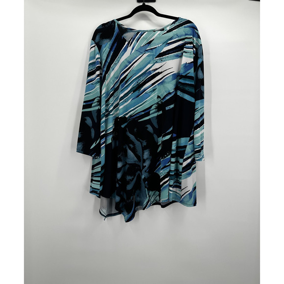 Clara Sun Woo Tunic Top Womens 3X Abstract Print Asymmetrical Made in USA - Picture 4 of 12